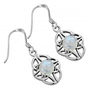Rainbow Moonstone Celtic Knot Silver Earrings - e304
